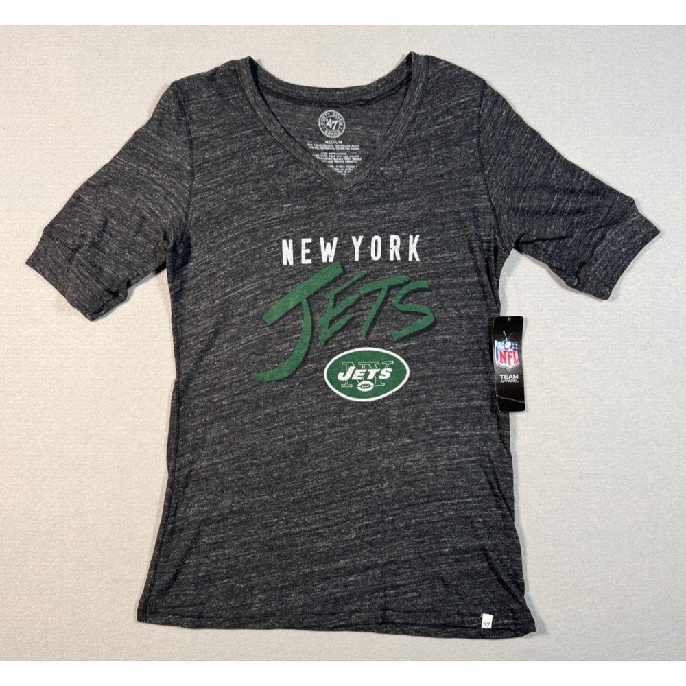 New York Jets Women's 47 Brand T-Shirt - Gray - Size M - NEW W/Tags